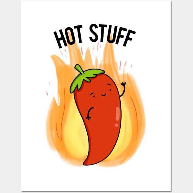 Hot Stuff Cute Chili Pun Wall Art by punnybone